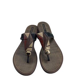 Grendha Brazilian Dress Sandals Thongs Women 10 EU‎ 41 /42 Bra 39 /40 Geometric